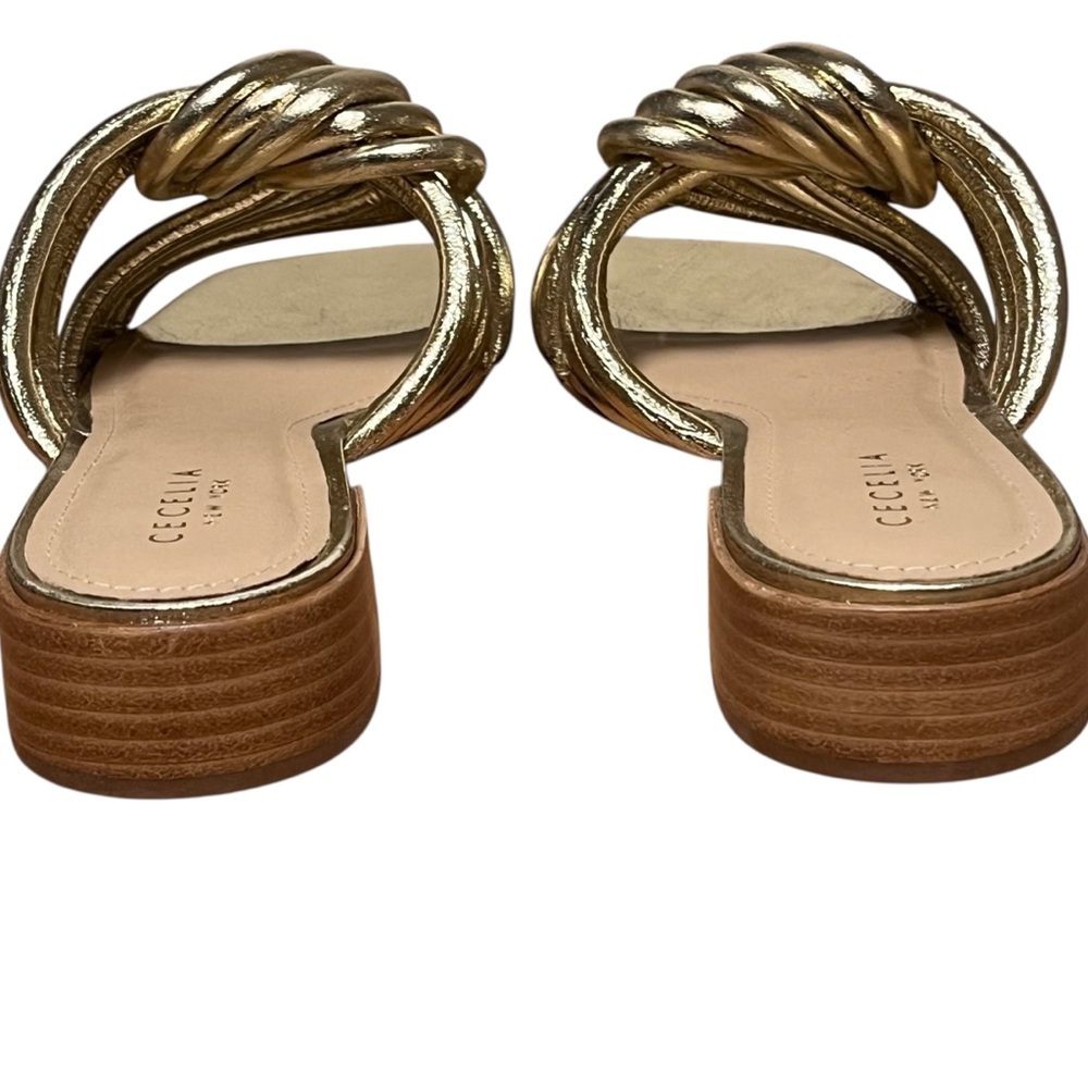 Cecelia New York Liv Metallic Knot Detail Block Heel Slide Sandals — Size 8 - Picture 12 of 13